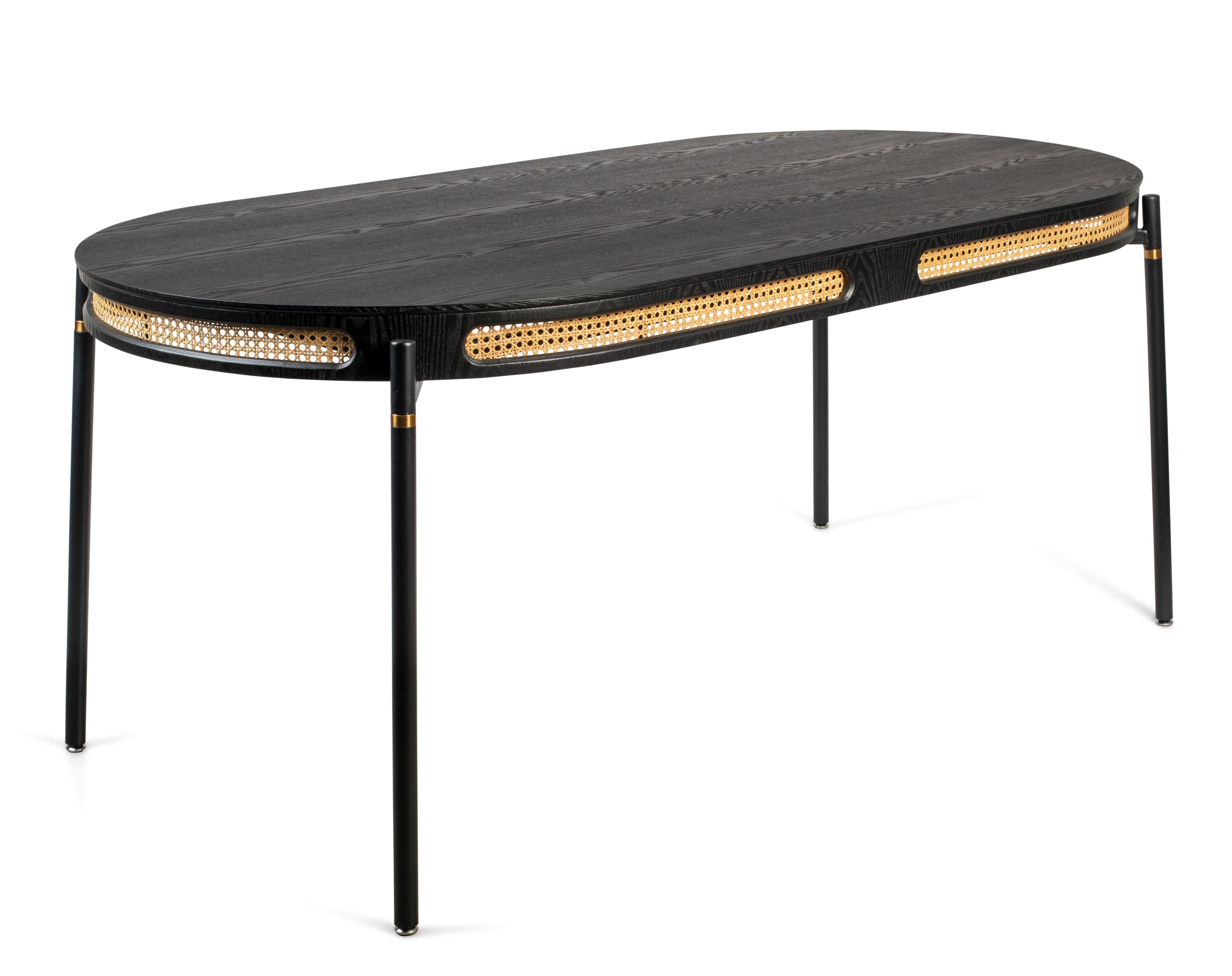 Bold Monkey Don't Stop The Webbing Black Wood & Rattan Dining Table 180cm